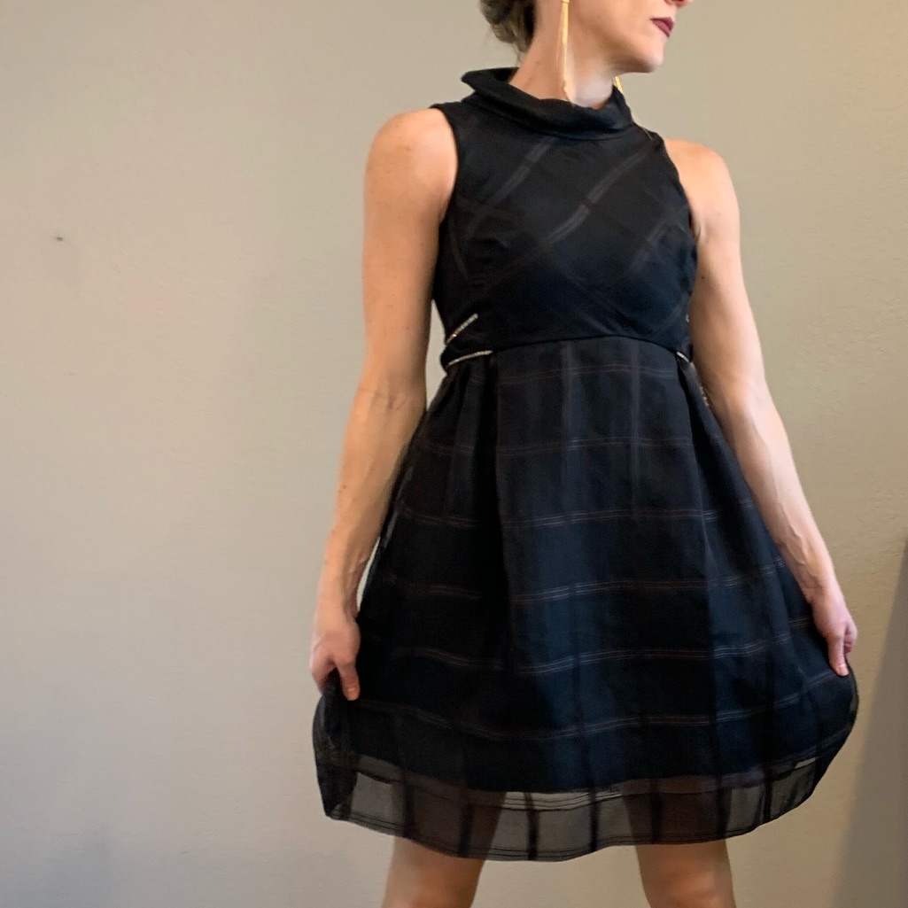 Vintage Plaid Organza Dress W/ Embellishments